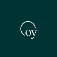 oy iniziale monogramma logo con cerchio stile design vettore