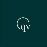 qv iniziale monogramma logo con cerchio stile design vettore