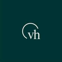 vh iniziale monogramma logo con cerchio stile design vettore