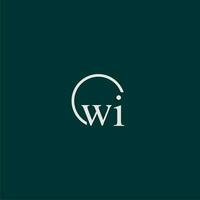 wi iniziale monogramma logo con cerchio stile design vettore