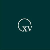 xv iniziale monogramma logo con cerchio stile design vettore