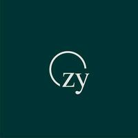 zy iniziale monogramma logo con cerchio stile design vettore