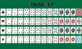 gioco di poker a carte isolato con retromarcia su sfondo verde vettore
