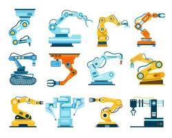 robotica braccia, industriale manipolando braccio, robot mano macchina. fabbrica manipolatori, automatizzato meccanico mani, montaggio robot vettore impostato
