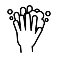 igiene personale delle mani strofinare le mani da palmo a palmo prevenzione delle malattie e icona dello stile della linea di assistenza sanitaria vettore
