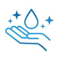 igiene personale delle mani mani bagnate prevenzione delle malattie e assistenza sanitaria icona stile gradiente vettore