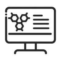 icona di stile della linea di ricerca e scienza di laboratorio della molecola di tecnologia informatica vettore