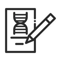 icona di stile della linea di ricerca e scienza del laboratorio di studio della matita genetica vettore