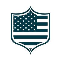 felice giorno dell'indipendenza bandiera americana libertà emblema silhouette icona di stile vettore