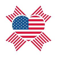 4 luglio, festa dell'indipendenza, bandiera americana, cuore, orgoglio, celebrazione, appartamento, stile, icona vettore