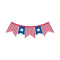 4 luglio festa dell'indipendenza bandiera americana data gagliardetti decorazione icona stile piatto vettore