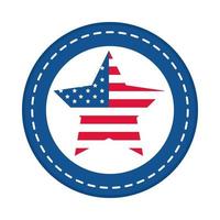 Bandiera americana del giorno dell'indipendenza del 4 luglio nell'icona di stile piatto delle insegne nazionali della stella vettore