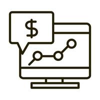 computer report denaro in crescita business investimento finanziario icona stile linea vettore