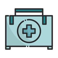 kit pronto soccorso attrezzatura sanitaria di emergenza linea medica e icona di riempimento vettore