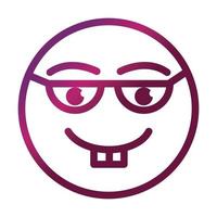 nerd divertente emoticon faccina espressione icona stile sfumato vettore