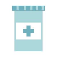 contenitore medicina prescrizione attrezzatura sanitaria icona stile piatto medico vettore