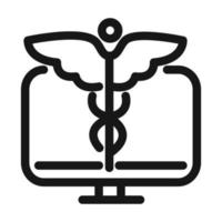 icona di stile della linea di assistenza medica e sanitaria online vettore