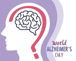 giornata mondiale dell'alzheimer con testa di profilo vettore