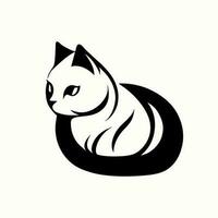 nero logo di gatto. gatto vettore illustrazione. carino cartone animato gatto.