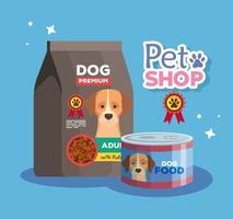 veterinario del negozio di animali con cibo per cani vettore