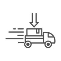 icona di stile della linea di consegna relativa alla spedizione del carico della scatola di cartone del camion veloce vettore