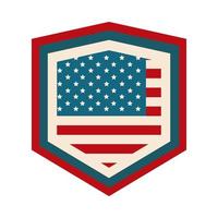 felice giorno dell'indipendenza bandiera americana scudo patriottismo design icona stile piatto flat vettore
