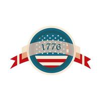 felice giorno dell'indipendenza bandiera americana data pulsante nastro icona stile piatto vettore