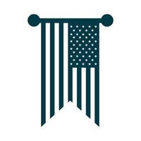 felice giorno dell'indipendenza ciondolo bandiera americana decorazione silhouette stile icona vettore