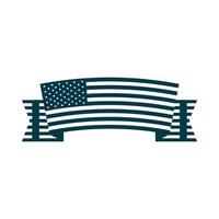 felice giorno dell'indipendenza nastro con icona di stile silhouette decorazione bandiera americana vettore