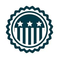 felice giorno dell'indipendenza bandiera americana distintivo emblema libertà silhouette icona di stile vettore