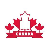 bandiera del canada day maple leafs nastro celebrazione nazionale icona stile piatto vettore