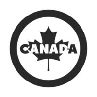 Canada giorno iscrizione foglia d'acero distintivo ornamento silhouette icona di stile vettore