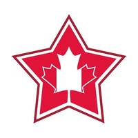 giorno del canada bandiera canadese foglia d'acero in icona di stile piatto patriottico a stella vettore
