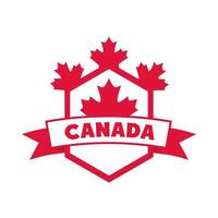 Canada day shield foglie d'acero etichetta nastro insegne icona stile piatto vettore