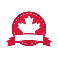 Canada day maple leaf bandiera canadese colore adesivo design flat style icon vettore