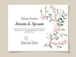 carta di invito a nozze con decorazione floreale vettore