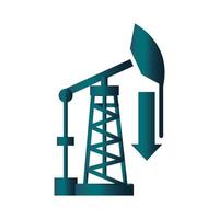 piattaforma petrolifera giù crisi di produzione economia prezzo del petrolio crash icona stile gradiente vettore