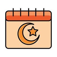 calendario musulmano eid mubarak linea di celebrazione religiosa islamica e icona di riempimento vettore