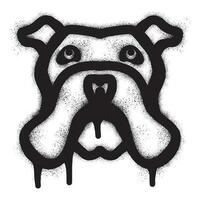 bulldog testa icona graffiti con nero spray dipingere vettore