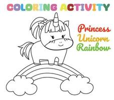 colorazione unicorno foglio di lavoro pagina. divertimento attività per bambini. educativo stampabile colorazione foglio di lavoro. colorazione attività per bambini. vettore illustrazione.