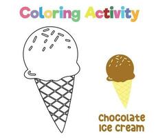 colorazione attività per bambini. colorazione ghiaccio crema. educativo stampabile colorazione foglio di lavoro. vettore file.