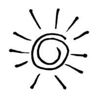 mano disegnato sole scarabocchio. vettore illustrazione di sunburst cartone animato