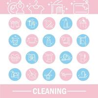 pulizia set di icone per l'igiene domestica icona dello stile del colore del blocco dell'igiene domestica vettore