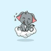 vettore carino bambino elefante cartone animato addormentato su il nube icona illustrazione. f