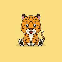vettore carino bambino ghepardo cartone animato seduta icona illustrazione.