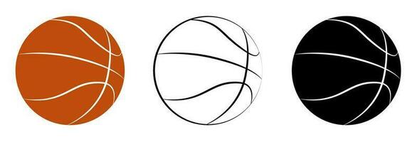 impostato di pallacanestro palla icone nel diverso stili. squadra gli sport, attivo stile di vita. isolato vettore su bianca sfondo