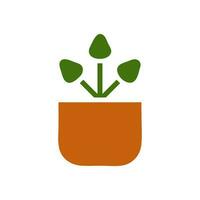 pianta icona solido Marrone verde colore simbolo illustrazione. vettore