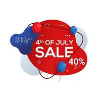 banner di vendita del giorno dell'indipendenza degli Stati Uniti del quarto di luglio con liquido astratto vettore