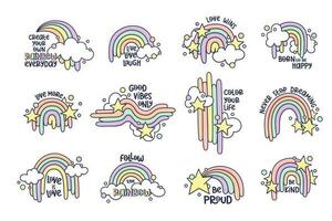 impostato mano disegnato moderno lettering detto con arcobaleno. ispirando citazioni lgbt vettore