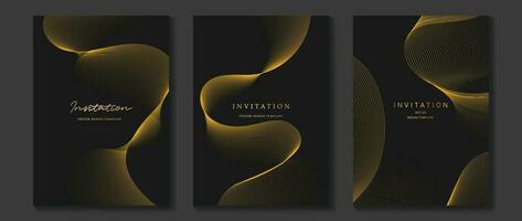 lusso gala invito carta sfondo vettore. d'oro elegante geometrico modello, ondulato oro linea su buio sfondo. premio design illustrazione per nozze e vip copertina modello, mille dollari apertura. vettore